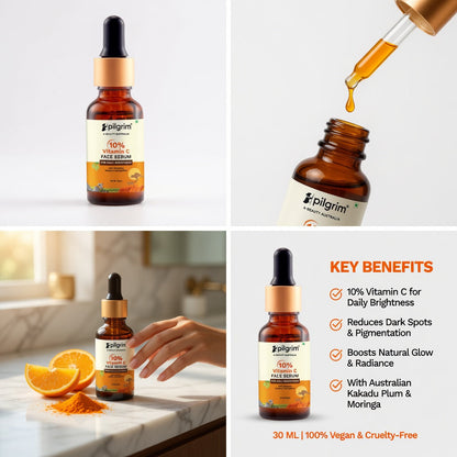 Combo Pilgrim 10% Vitamin C Face Serum Pakistan - Glowing Brighter Skin in 5 Days | Reduces Dark Spots | Men & Women